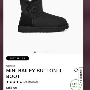 UGG NWT black short Bailey button size 7